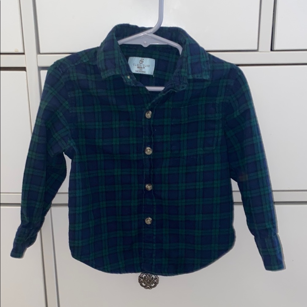 Class Club 2/3T Classic Green Plaid Kids Shirt